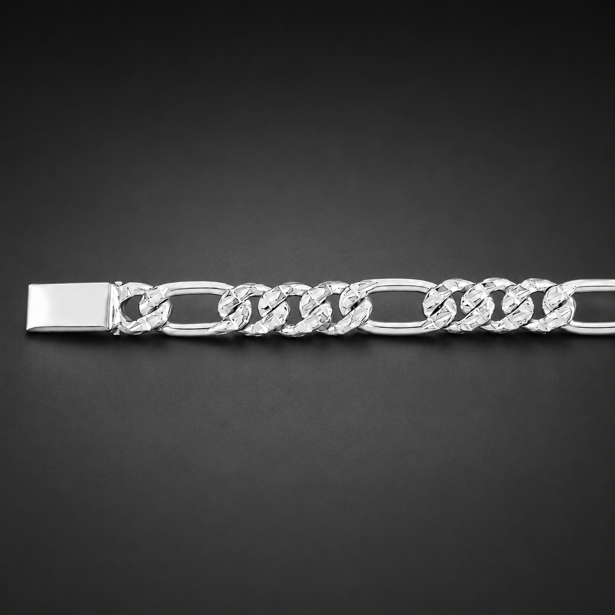 Unisex | Pulso Pulsera Tejido Figaro 3:1 Diamantada HM 8 mm, Esclava Para Hombre Y Mujer De Plata Autentica Ley .925, DUO DELUXE JOYAS