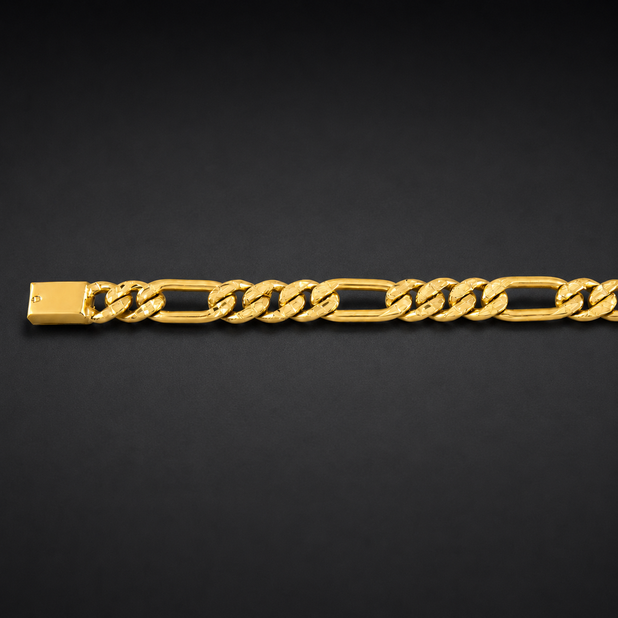 Unisex | Pulso Pulsera Tejido Figaro 3:1 Diamantada 8 mm, Esclava Para Hombre Y Mujer De Plata Autentica Ley .925 Con Baño De Oro Italiano 24k, DUO DELUXE JOYAS