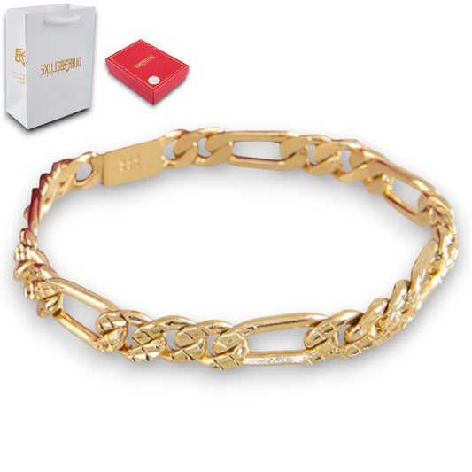 Unisex | Pulso Pulsera Tejido Cartier Figaro 3:1 Diamantada 8 mm, Esclava Para Hombre Y Mujer De Plata Autentica Ley .925 Con Baño De Oro Italiano 24k, DUO DELUXE JOYAS