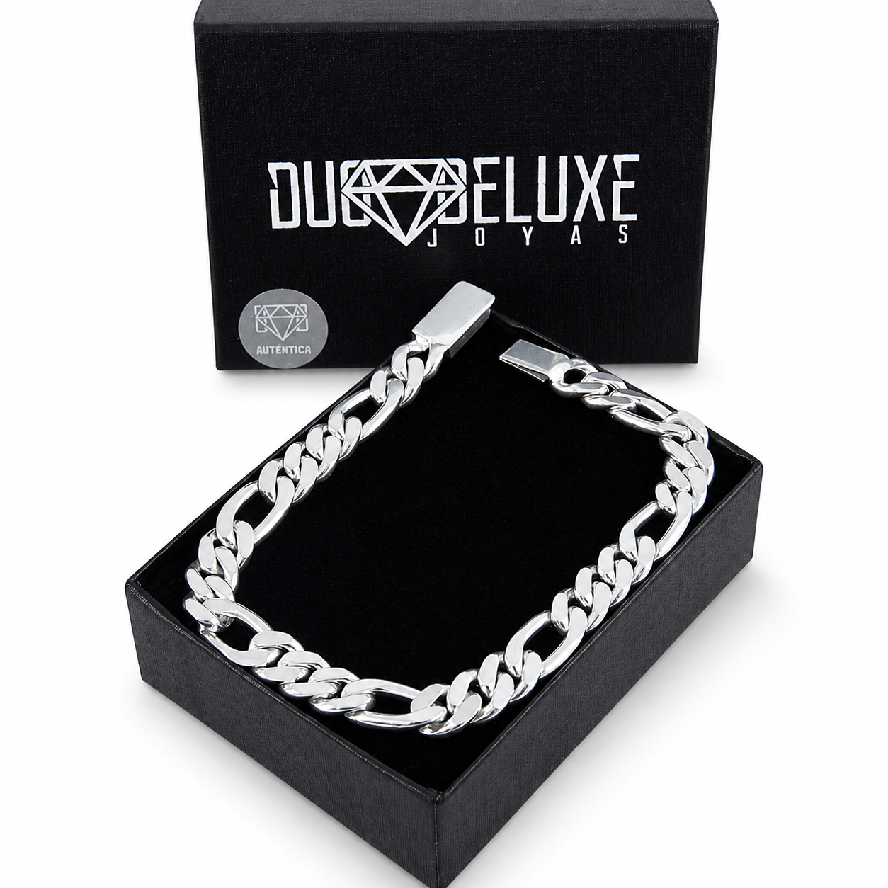 Unisex | Pulso Pulsera Tejido Figaro 3:1 Lisa HM 8 mm, Esclava Para Hombre Y Mujer De Plata Autentica Ley .925, DUO DELUXE JOYAS