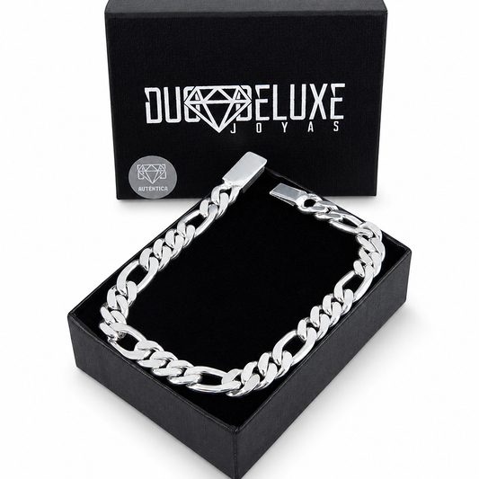 Unisex | Pulso Pulsera Tejido Figaro 3:1 Lisa HM 8 mm, Esclava Para Hombre Y Mujer De Plata Autentica Ley .925, DUO DELUXE JOYAS