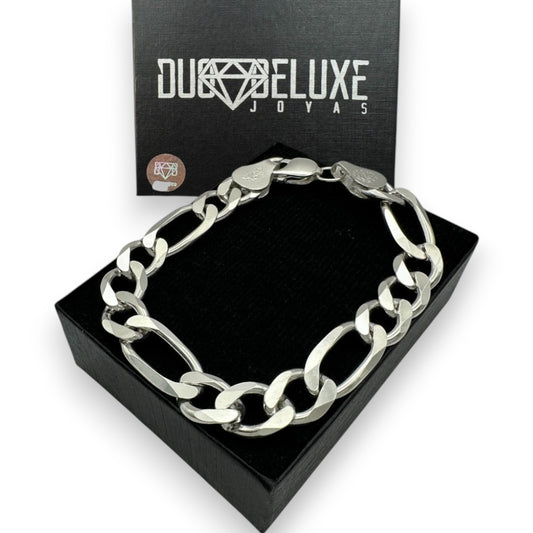 Unisex | Pulso Pulsera Tejido Cartier Figaro 3:1 Lisa 10 mm, Esclava Para Hombre Y Mujer De Plata Autentica Ley .925, DUO DELUXE JOYAS