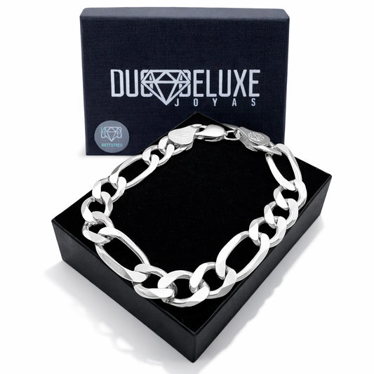 Unisex | Pulso Pulsera Tejido Cartier Figaro 3:1 Lisa 10 mm, Esclava Para Hombre Y Mujer De Plata Autentica Ley .925, DUO DELUXE JOYAS