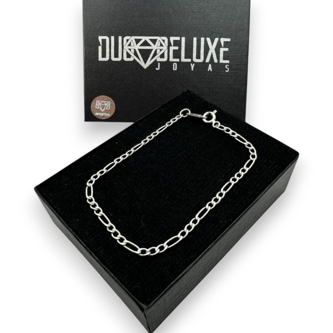 Mujer | Pulso Pulsera Tejido Cartier Figaro 3:1 Lisa 2 mm, Esclava Para Mujer De Plata Autentica Ley .925, DUO DELUXE JOYAS