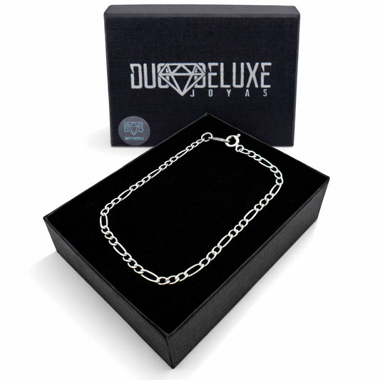 Mujer | Pulso Pulsera Tejido Figaro 3:1 Lisa 2 mm, Esclava Para Mujer De Plata Autentica Ley .925, DUO DELUXE JOYAS