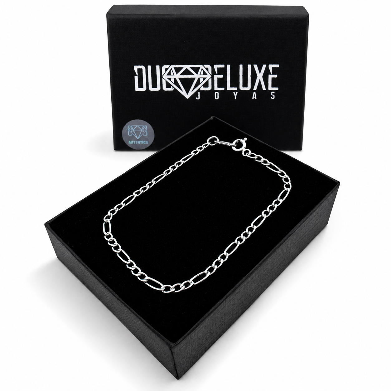 Mujer | Pulso Pulsera Tejido Figaro 3:1 Lisa 2 mm, Esclava Para Mujer De Plata Autentica Ley .925, DUO DELUXE JOYAS