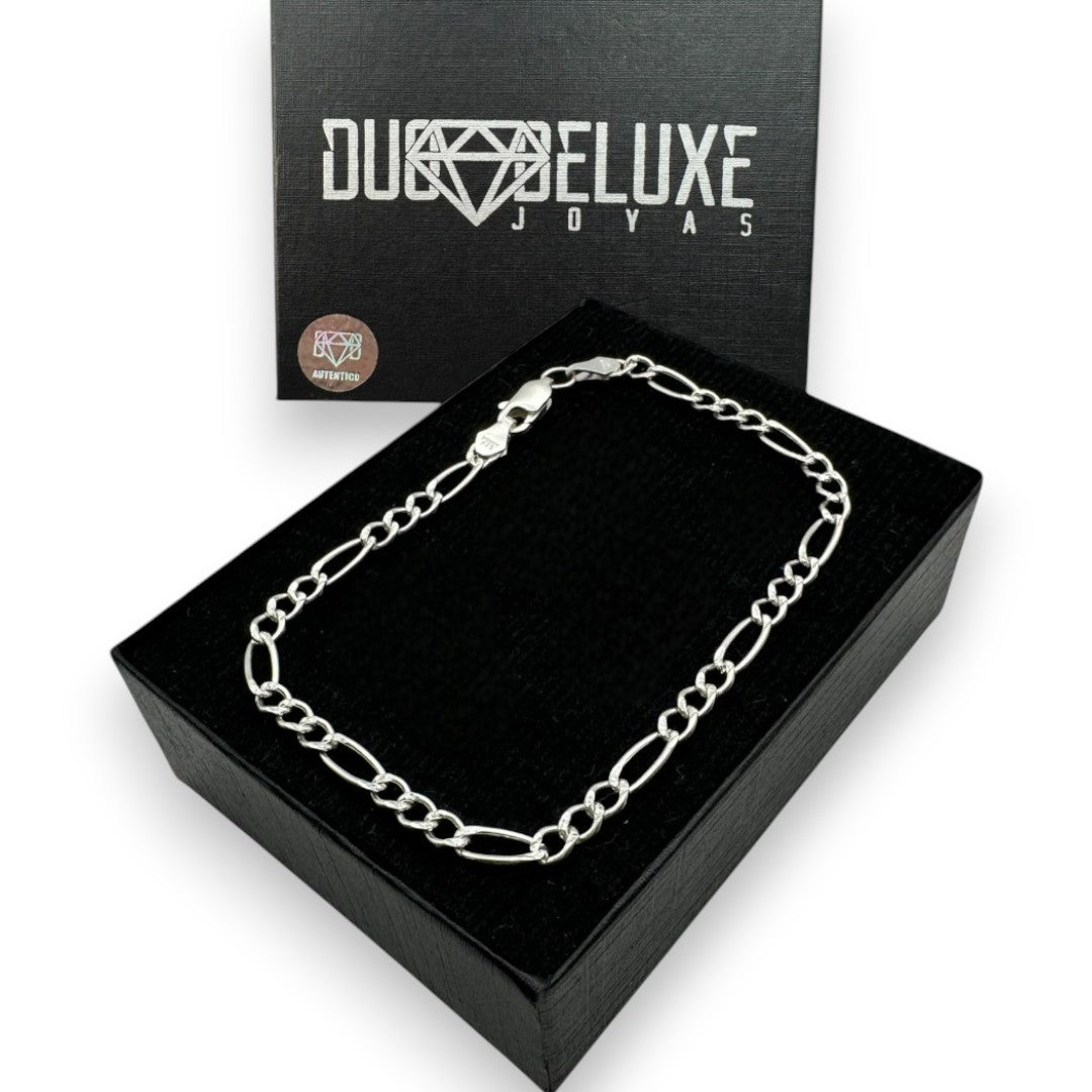 Unisex | Pulso Pulsera Tejido Cartier Figaro 3:1 Lisa 3 mm, Esclava Para Hombre Y Mujer De Plata Autentica Ley .925, DUO DELUXE JOYAS