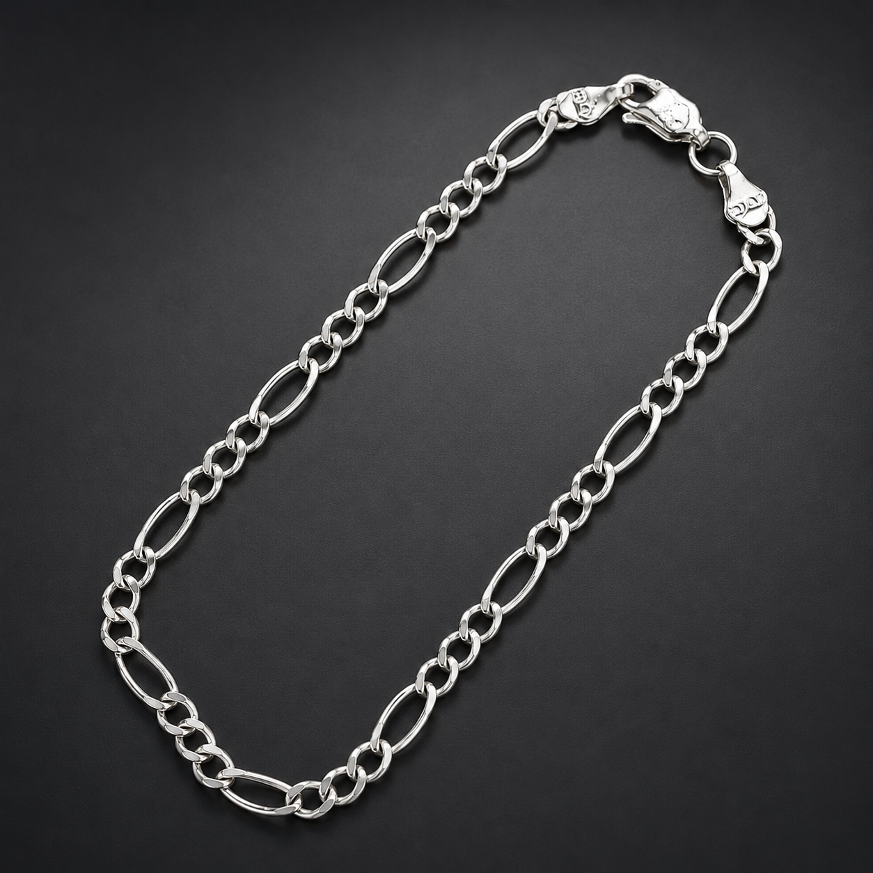 Unisex | Pulso Pulsera Tejido Figaro 3:1 Lisa 3 mm, Esclava Para Hombre Y Mujer De Plata Autentica Ley .925, DUO DELUXE JOYAS