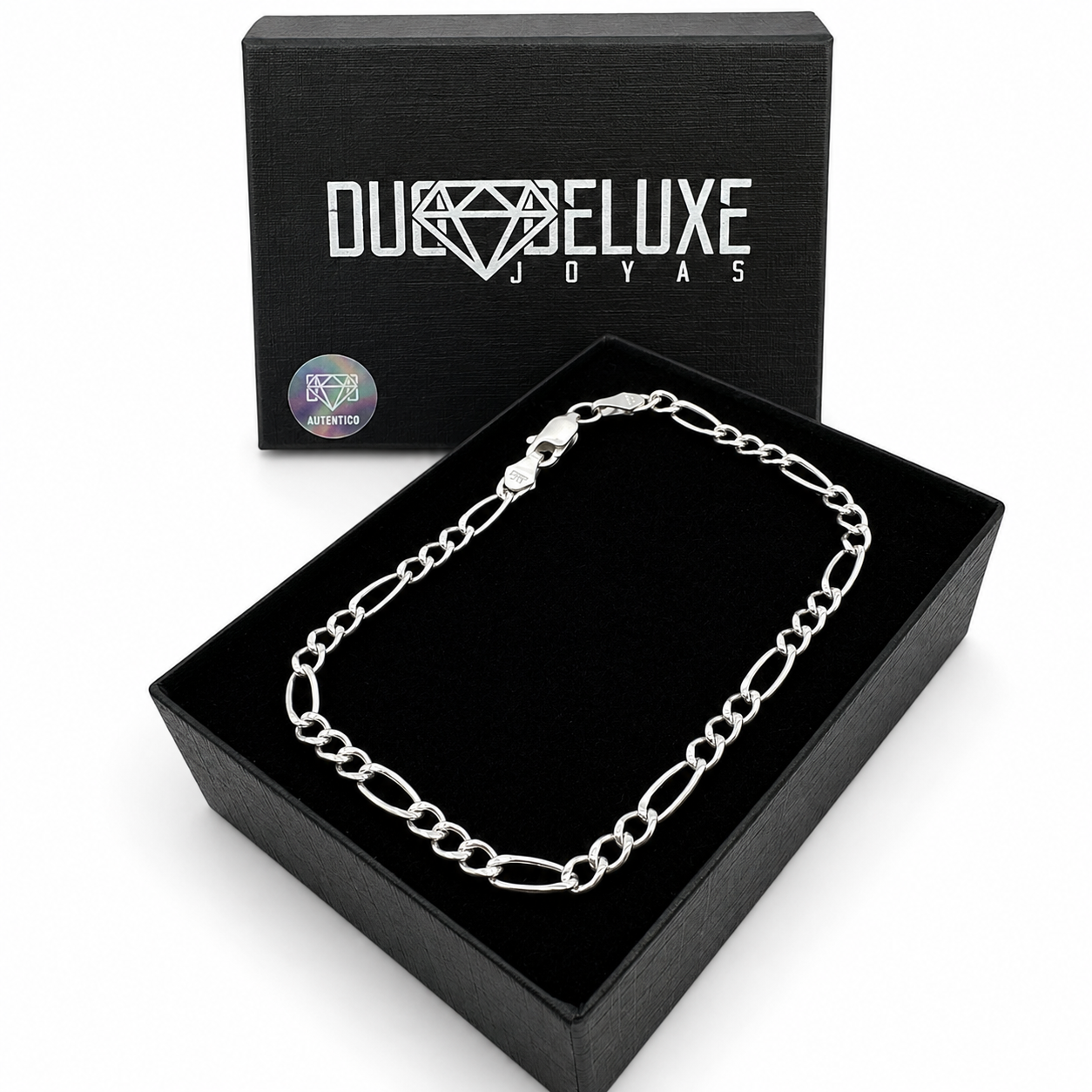 Unisex | Pulso Pulsera Tejido Figaro 3:1 Lisa 3 mm, Esclava Para Hombre Y Mujer De Plata Autentica Ley .925, DUO DELUXE JOYAS