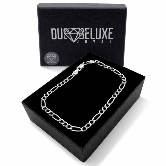 Unisex | Pulso Pulsera Tejido Cartier Figaro 3:1 Lisa 3 mm, Esclava Para Hombre Y Mujer De Plata Autentica Ley .925, DUO DELUXE JOYAS