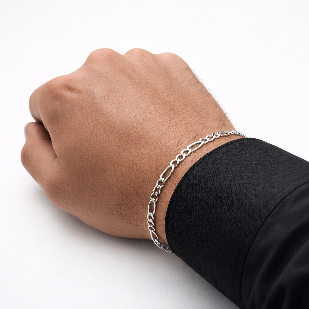 Unisex | Pulso Pulsera Tejido Cartier Figaro 3:1 Lisa 3 mm, Esclava Para Hombre Y Mujer De Plata Autentica Ley .925, DUO DELUXE JOYAS