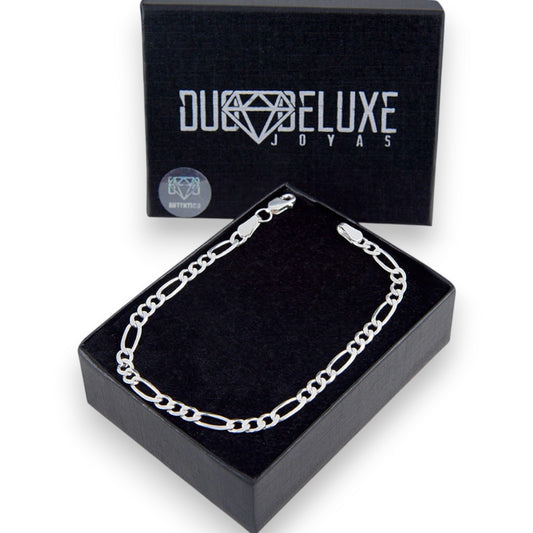Unisex | Pulso Pulsera Tejido Cartier Figaro 3:1 Lisa 4 mm, Esclava Para Hombre Y Mujer De Plata Autentica Ley .925, DUO DELUXE JOYAS
