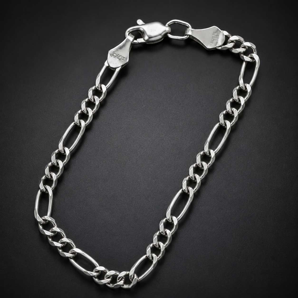 Unisex | Pulso Pulsera Tejido Figaro 3:1 Lisa 4 mm, Esclava Para Hombre Y Mujer De Plata Autentica Ley .925, DUO DELUXE JOYAS