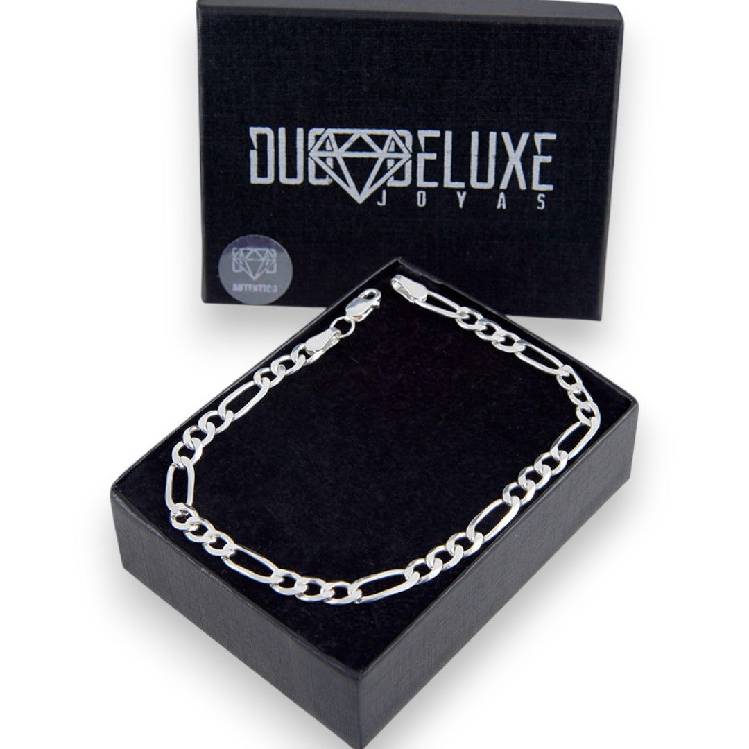 Unisex | Pulso Pulsera Tejido Cartier Figaro 3:1 Lisa 5 mm, Esclava Para Hombre Y Mujer De Plata Autentica Ley .925, DUO DELUXE JOYAS