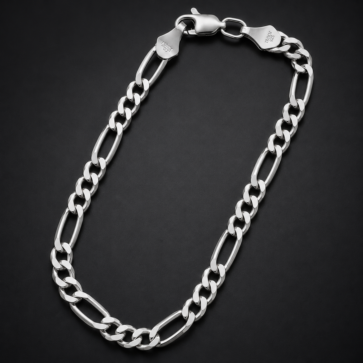 Unisex | Pulso Pulsera Tejido Figaro 3:1 Lisa 5 mm, Esclava Para Hombre Y Mujer De Plata Autentica Ley .925, DUO DELUXE JOYAS