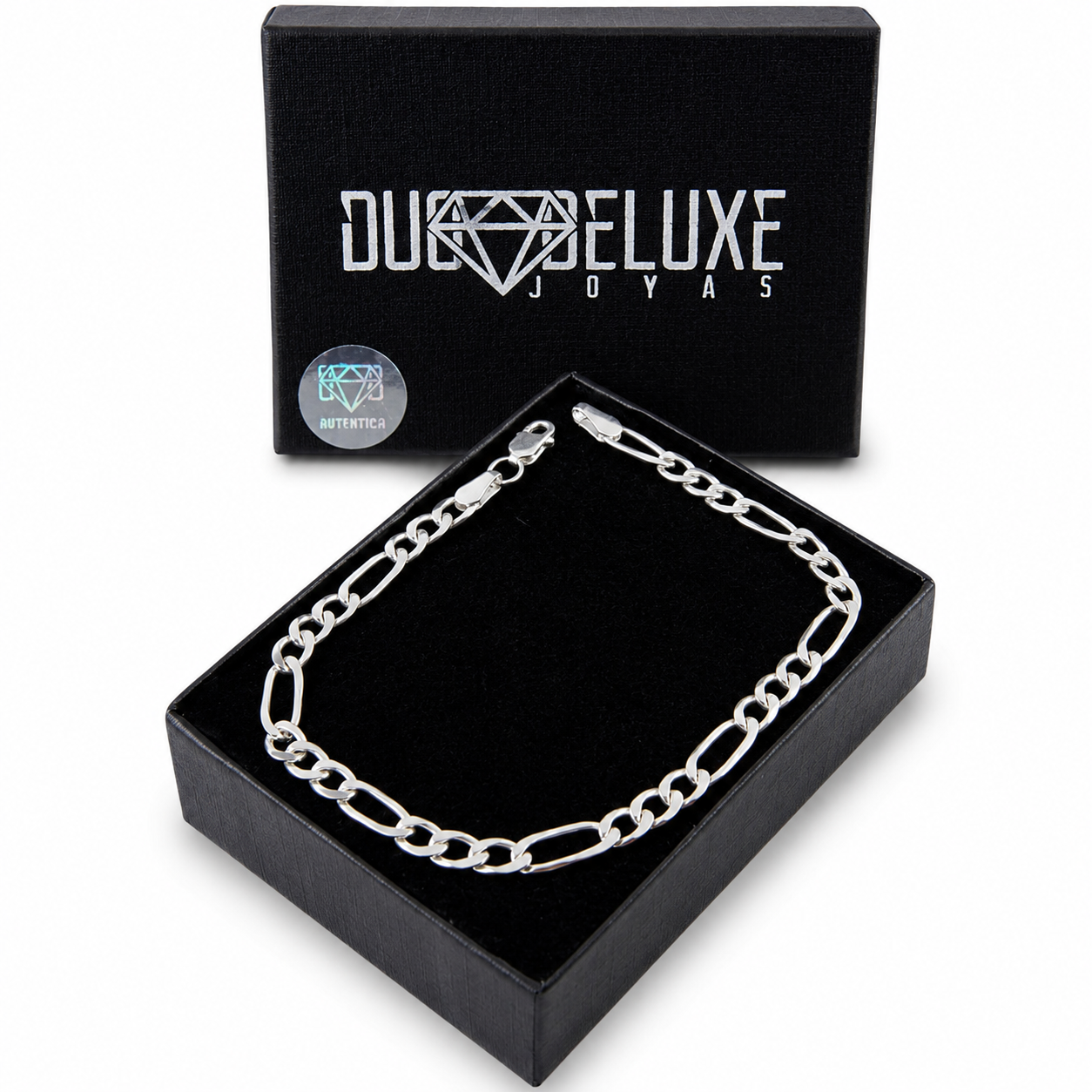 Unisex | Pulso Pulsera Tejido Figaro 3:1 Lisa 5 mm, Esclava Para Hombre Y Mujer De Plata Autentica Ley .925, DUO DELUXE JOYAS