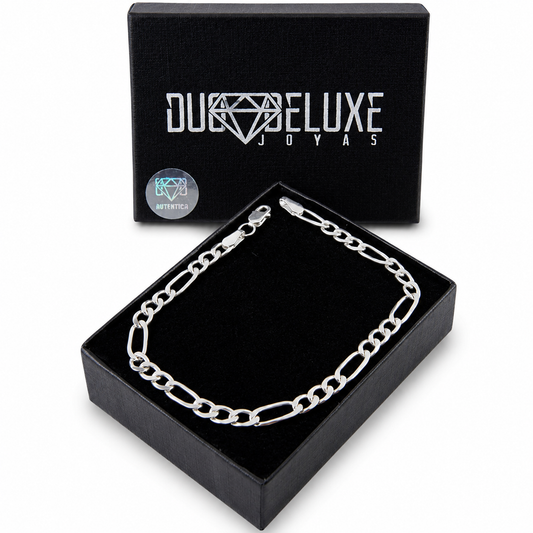 Unisex | Pulso Pulsera Tejido Figaro 3:1 Lisa 5 mm, Esclava Para Hombre Y Mujer De Plata Autentica Ley .925, DUO DELUXE JOYAS
