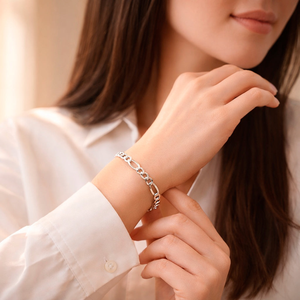 Unisex | Pulso Pulsera Tejido Cartier Figaro 3:1 Lisa 5 mm, Esclava Para Hombre Y Mujer De Plata Autentica Ley .925, DUO DELUXE JOYAS