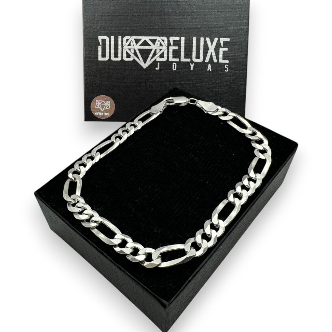 Unisex | Pulso Pulsera Tejido Cartier Figaro 3:1 Lisa 6 mm, Esclava Para Hombre Y Mujer De Plata Autentica Ley .925, DUO DELUXE JOYAS