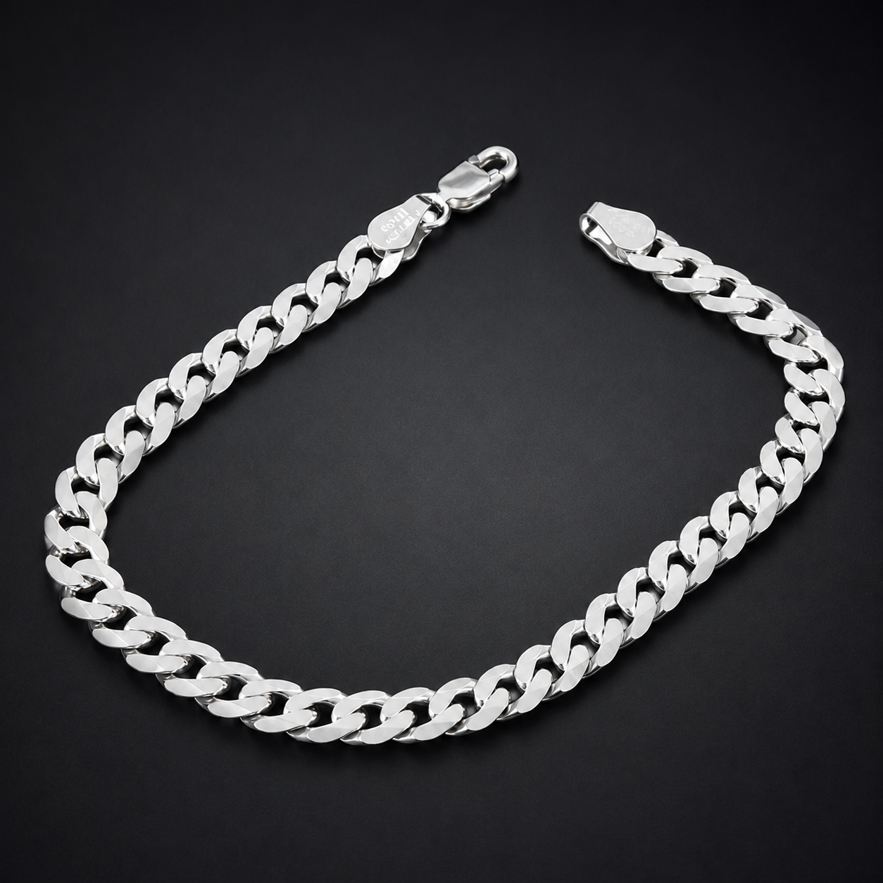 Unisex | Pulso Pulsera Tejido Barbada Cubana Lisa 6 mm, Esclava Para Hombre Y Mujer De Plata Autentica Ley .925, DUO DELUXE JOYAS
