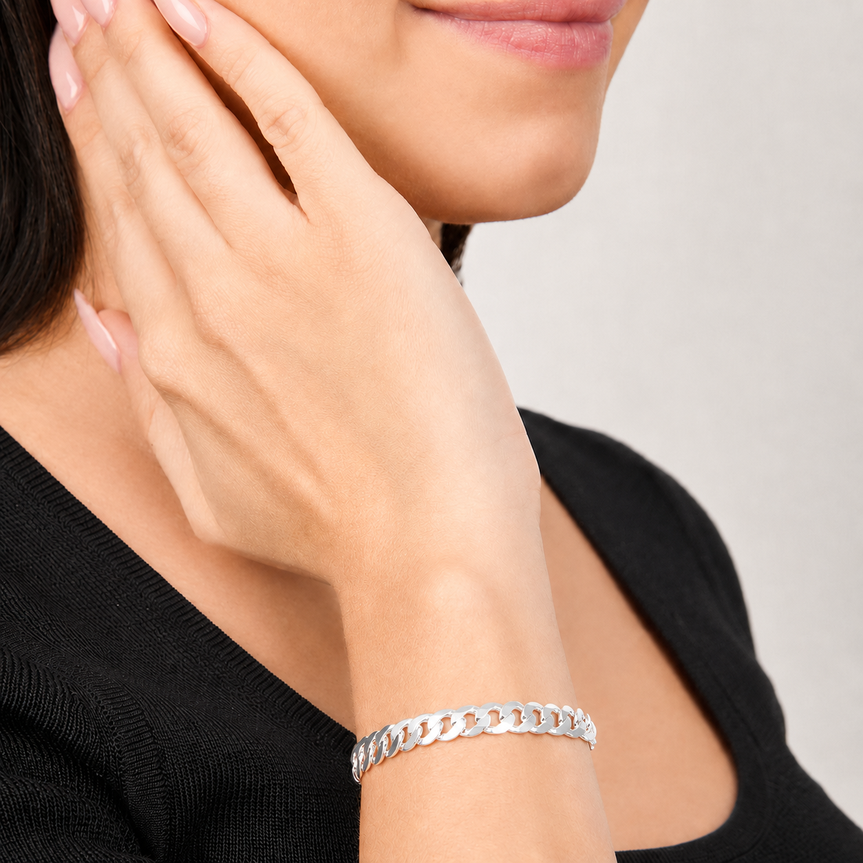 Unisex | Pulso Pulsera Tejido Barbada Cubana Lisa 6 mm, Esclava Para Hombre Y Mujer De Plata Autentica Ley .925, DUO DELUXE JOYAS