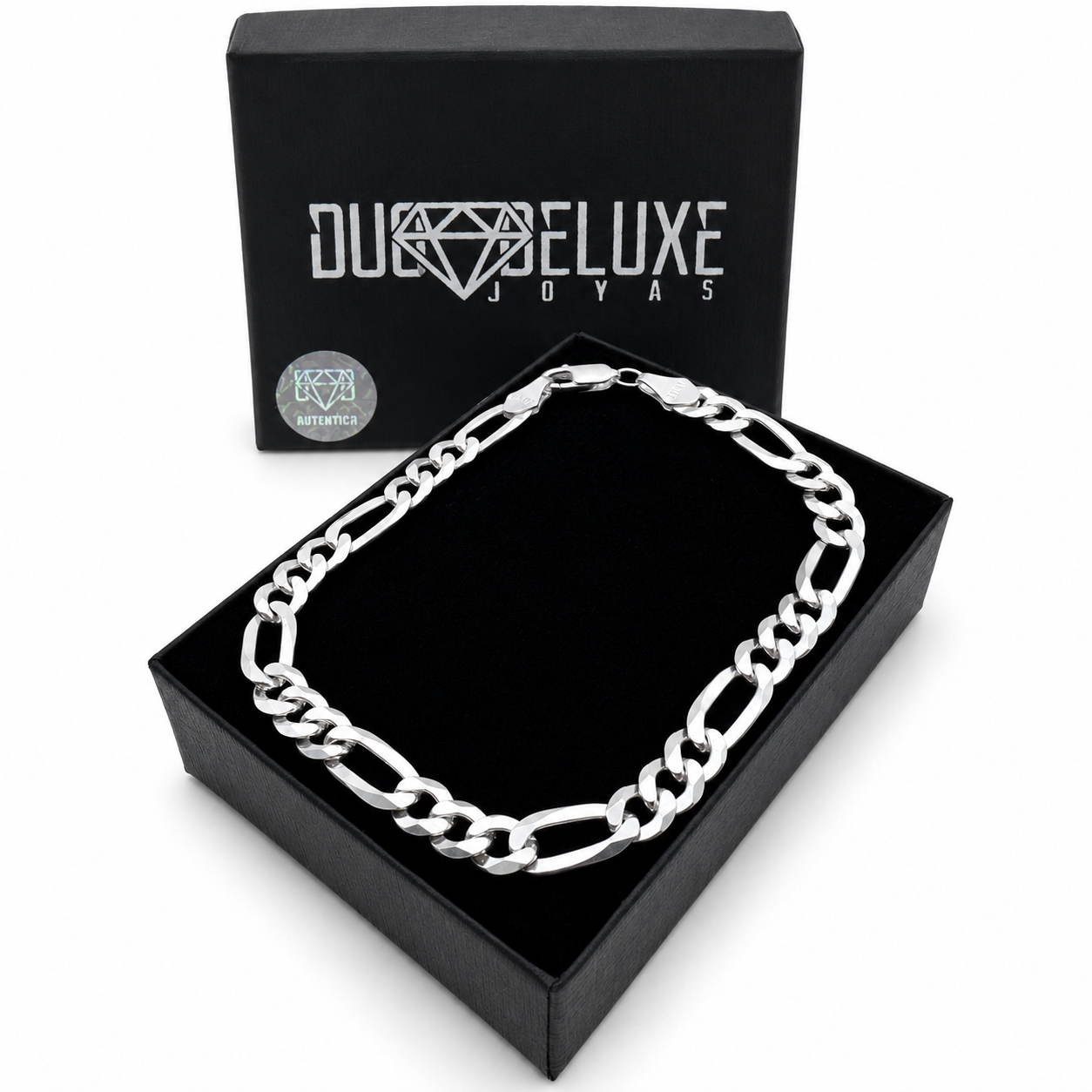 Unisex | Pulso Pulsera Tejido Figaro 3:1 Lisa 6 mm, Esclava Para Hombre Y Mujer De Plata Autentica Ley .925, DUO DELUXE JOYAS