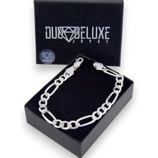 Unisex | Pulso Pulsera Tejido Cartier Figaro 3:1 Lisa 7 mm, Esclava Para Hombre Y Mujer De Plata Autentica Ley .925, DUO DELUXE JOYAS