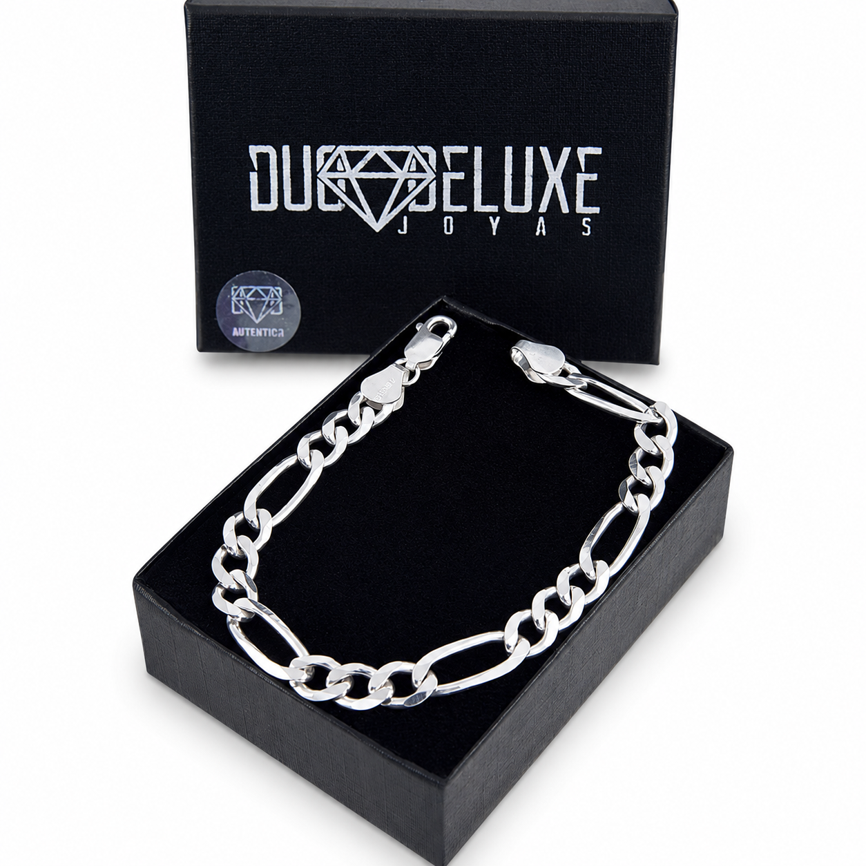 Unisex | Pulso Pulsera Tejido Figaro 3:1 Lisa 7 mm, Esclava Para Hombre Y Mujer De Plata Autentica Ley .925, DUO DELUXE JOYAS