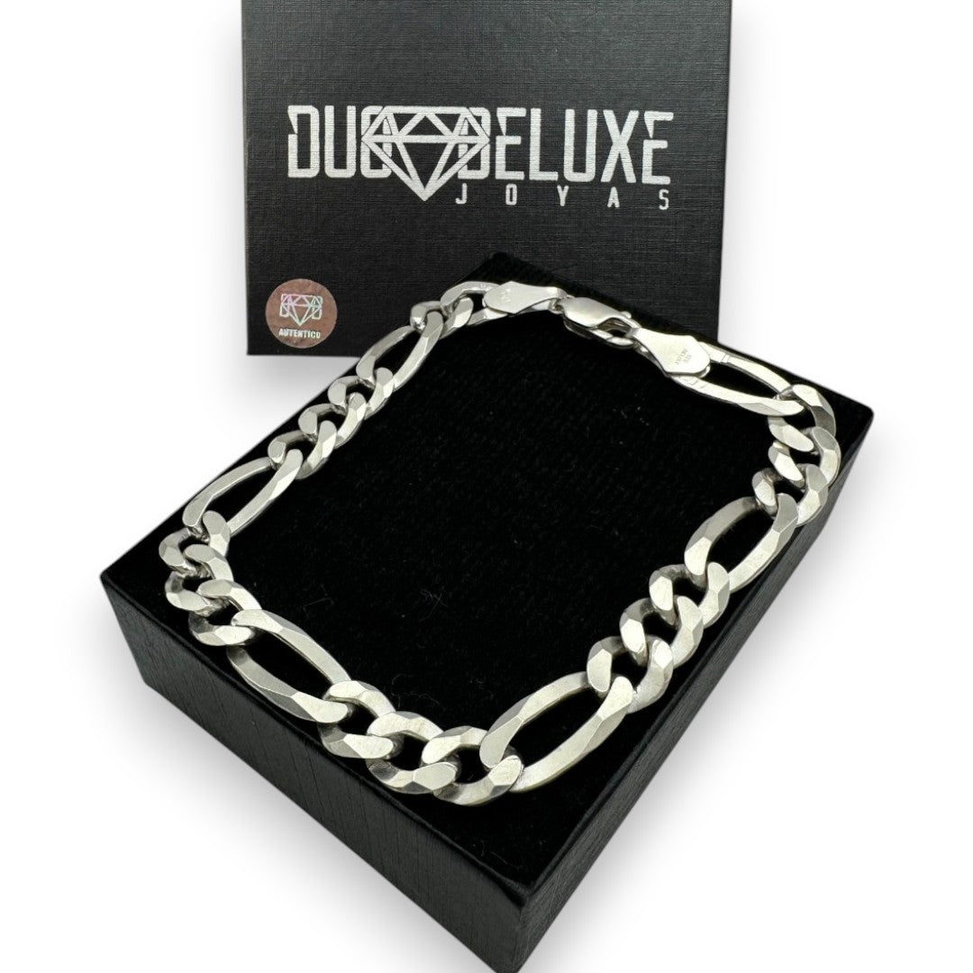 Unisex | Pulso Pulsera Tejido Cartier Figaro 3:1 Lisa 8 mm, Esclava Para Hombre Y Mujer De Plata Autentica Ley .925, DUO DELUXE JOYAS