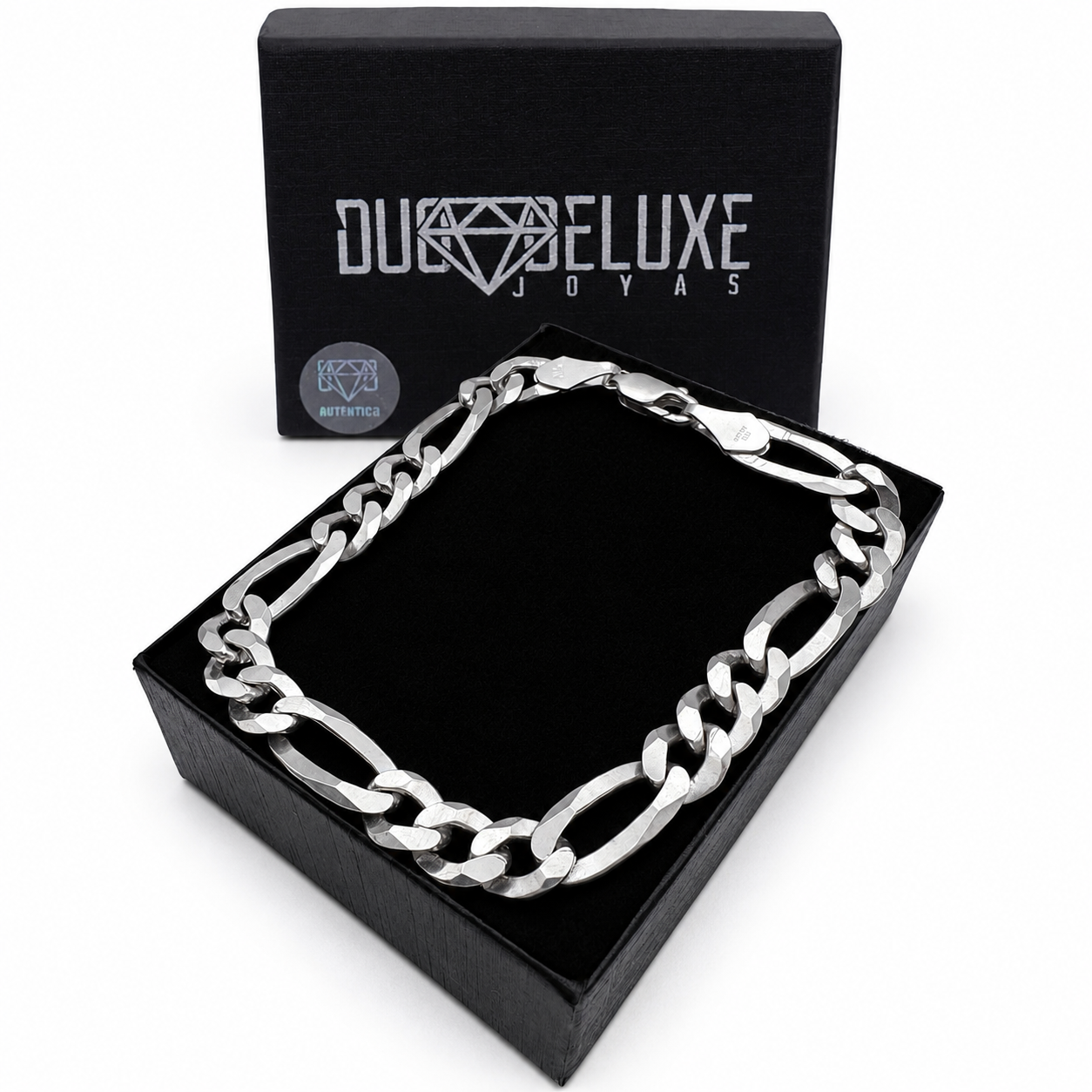 Unisex | Pulso Pulsera Tejido Figaro 3:1 Lisa 8 mm, Esclava Para Hombre Y Mujer De Plata Autentica Ley .925, DUO DELUXE JOYAS