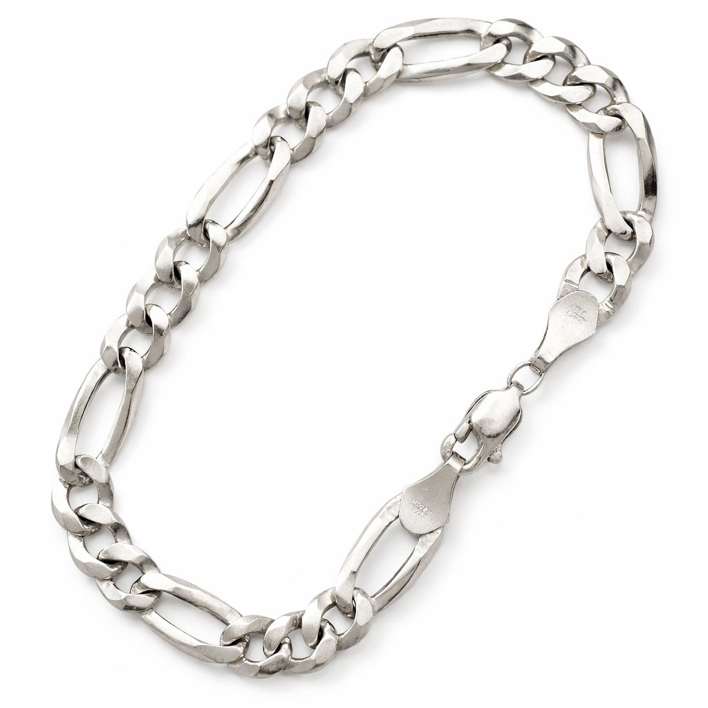 Unisex | Pulso Pulsera Tejido Figaro 3:1 Lisa 8 mm, Esclava Para Hombre Y Mujer De Plata Autentica Ley .925, DUO DELUXE JOYAS