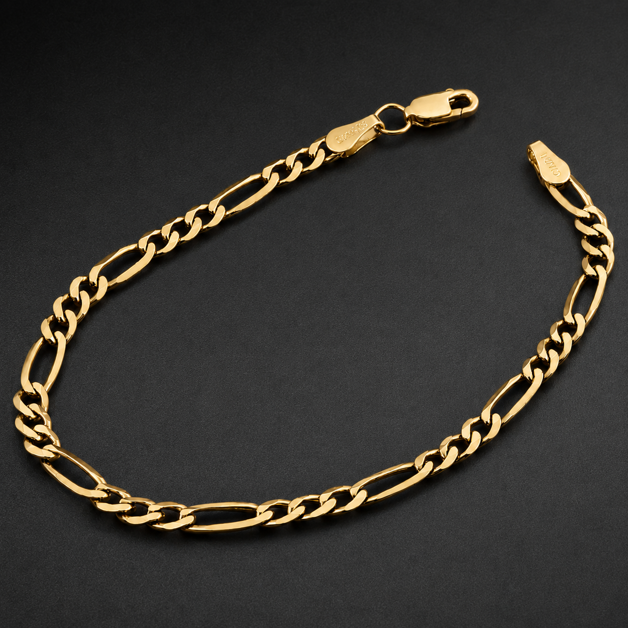 Unisex | Pulso Pulsera Tejido Figaro 3:1 Lisa 4 mm, Esclava Para Hombre Y Mujer De Plata Autentica Ley .925 Con Baño De Oro Italiano 24k, DUO DELUXE JOYAS
