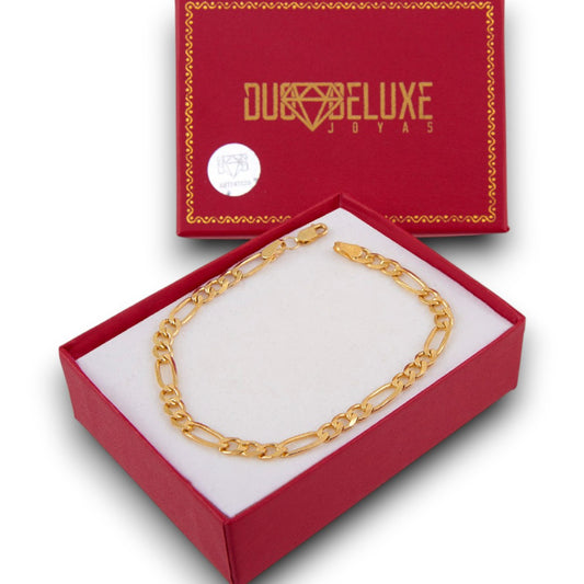 Unisex | Pulso Pulsera Tejido Cartier Figaro 3:1 Lisa 5 mm, Esclava Para Hombre Y Mujer De Plata Autentica Ley .925 Con Baño De Oro Italiano 24k, DUO DELUXE JOYAS