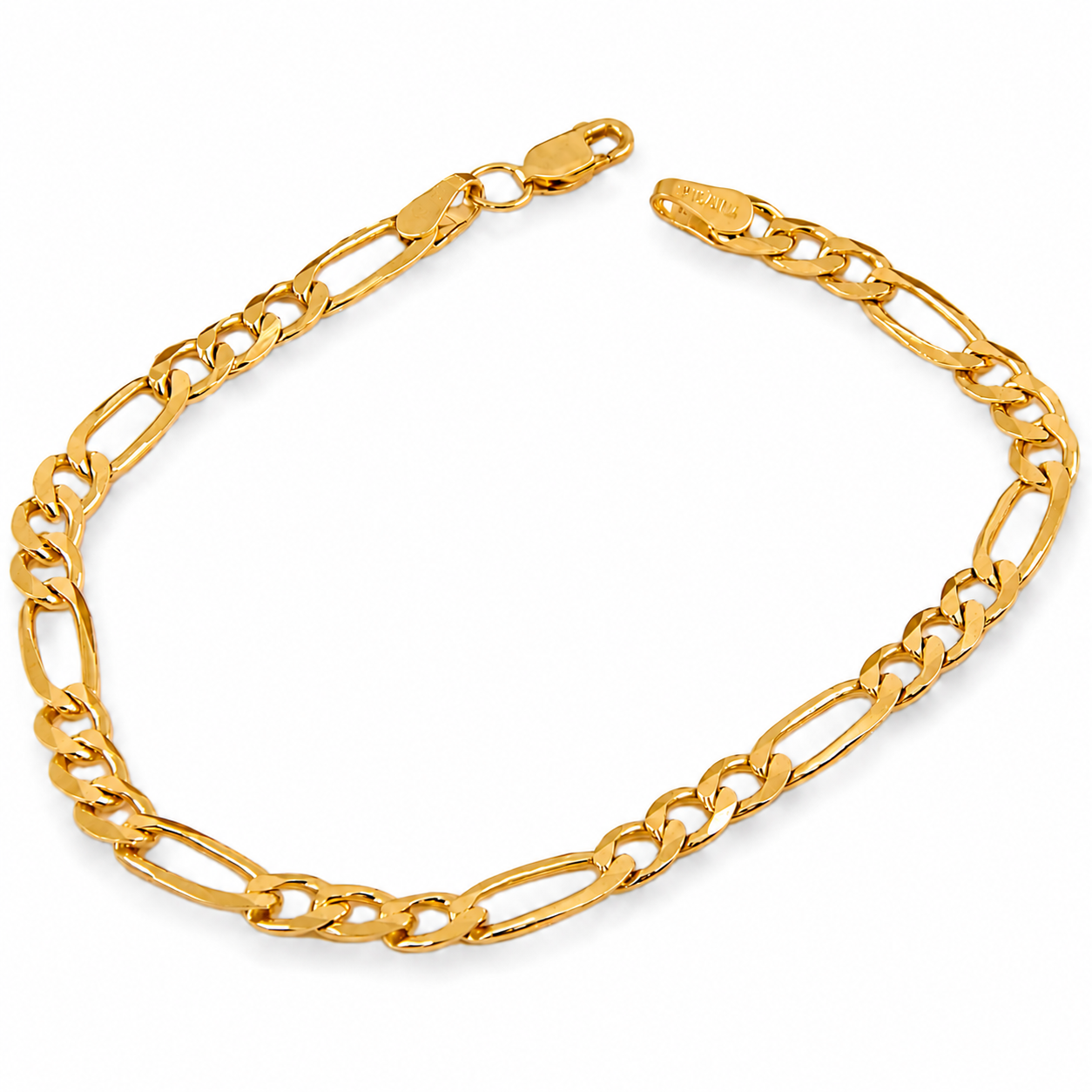 Unisex | Pulso Pulsera Tejido Figaro 3:1 Lisa 5 mm, Esclava Para Hombre Y Mujer De Plata Autentica Ley .925 Con Baño De Oro Italiano 24k, DUO DELUXE JOYAS