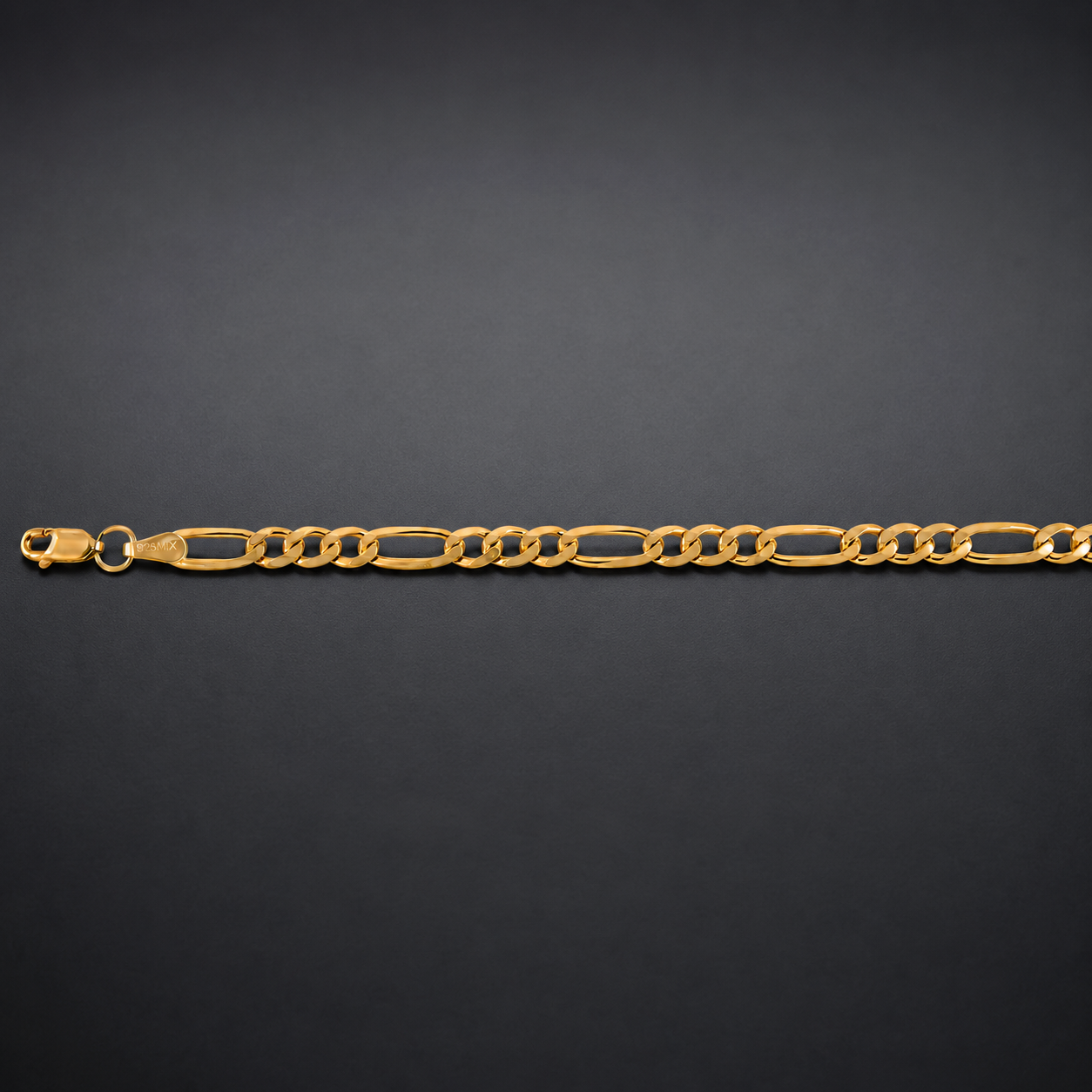Unisex | Pulso Pulsera Tejido Figaro 3:1 Lisa 5 mm, Esclava Para Hombre Y Mujer De Plata Autentica Ley .925 Con Baño De Oro Italiano 24k, DUO DELUXE JOYAS