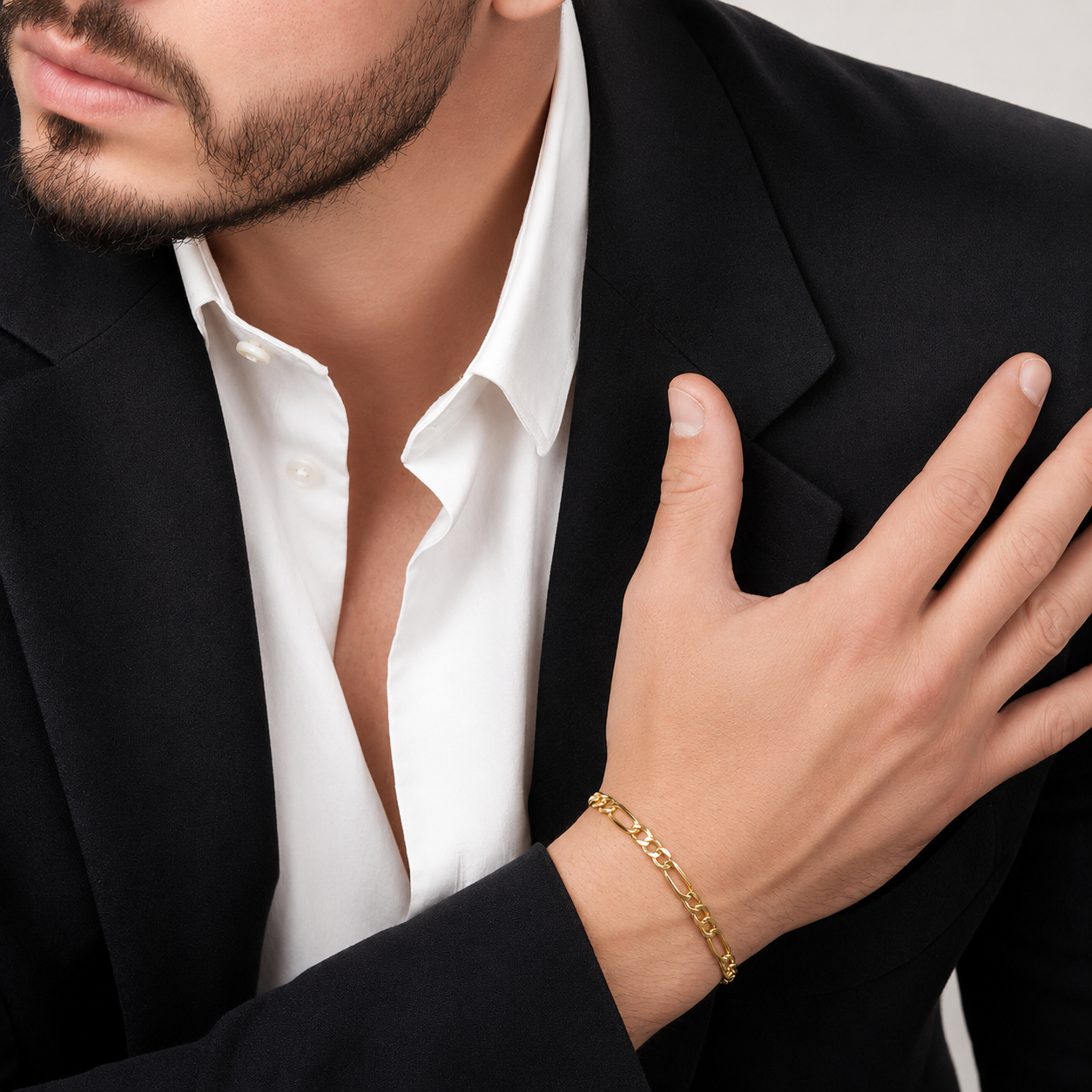 Unisex | Pulso Pulsera Tejido Figaro 3:1 Lisa 5 mm, Esclava Para Hombre Y Mujer De Plata Autentica Ley .925 Con Baño De Oro Italiano 24k, DUO DELUXE JOYAS