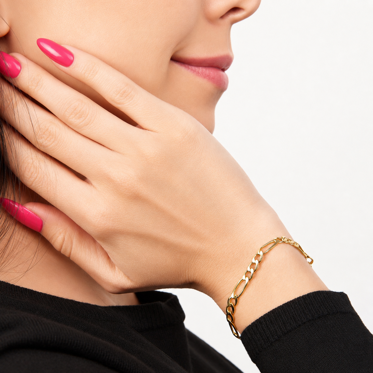 Unisex | Pulso Pulsera Tejido Figaro 3:1 Lisa 5 mm, Esclava Para Hombre Y Mujer De Plata Autentica Ley .925 Con Baño De Oro Italiano 24k, DUO DELUXE JOYAS