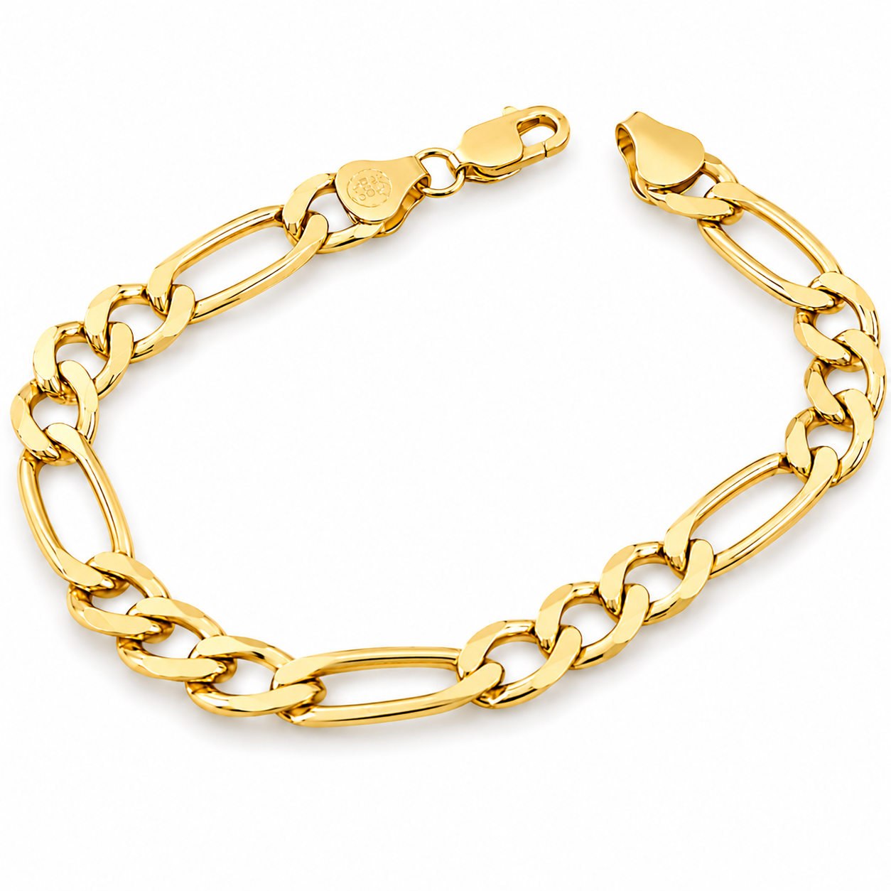 Unisex | Pulso Pulsera Tejido Figaro 3:1 Lisa 8 mm, Esclava Para Hombre Y Mujer De Plata Autentica Ley .925 Con Baño De Oro Italiano 24k, DUO DELUXE JOYAS