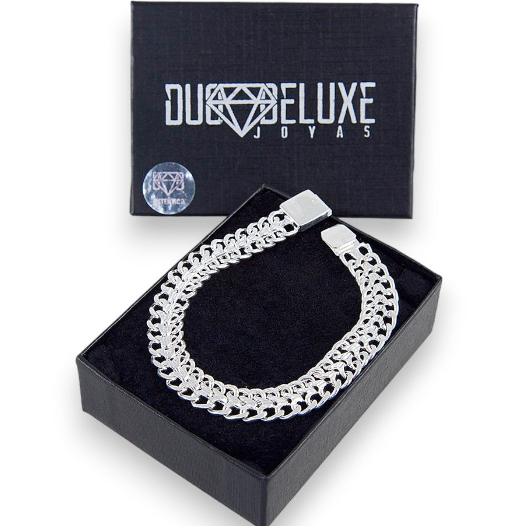 Unisex | Pulso Pulsera Tejido Cubana Petatillo 10 mm, Esclava Para Hombre Y Mujer De Plata Autentica Ley .925, DUO DELUXE JOYAS