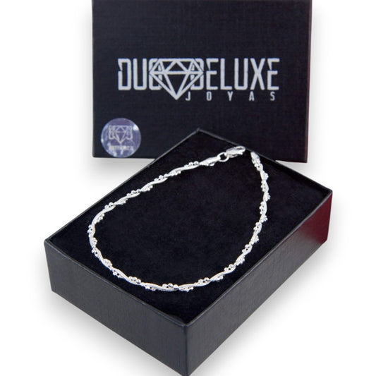 Mujer | Pulso Pulsera Tejido Cola De Rata Con Bolitas 2 mm, Esclava Para Mujer De Plata Autentica Ley .925, DUO DELUXE JOYAS