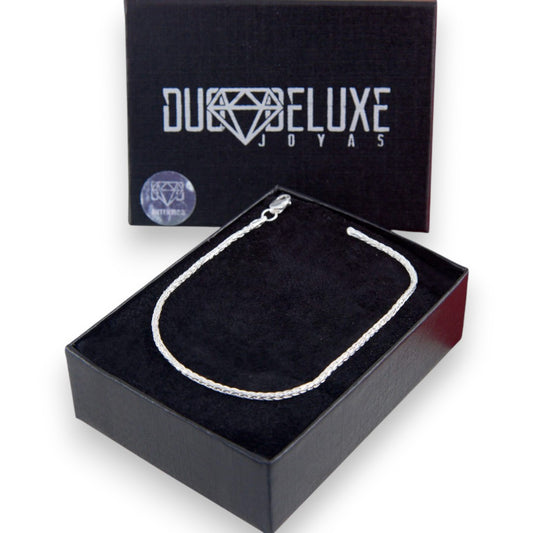 Mujer | Pulso Pulsera Tejido Espiga 2 mm, Esclava Para Mujer De Plata Autentica Ley .925, DUO DELUXE JOYAS