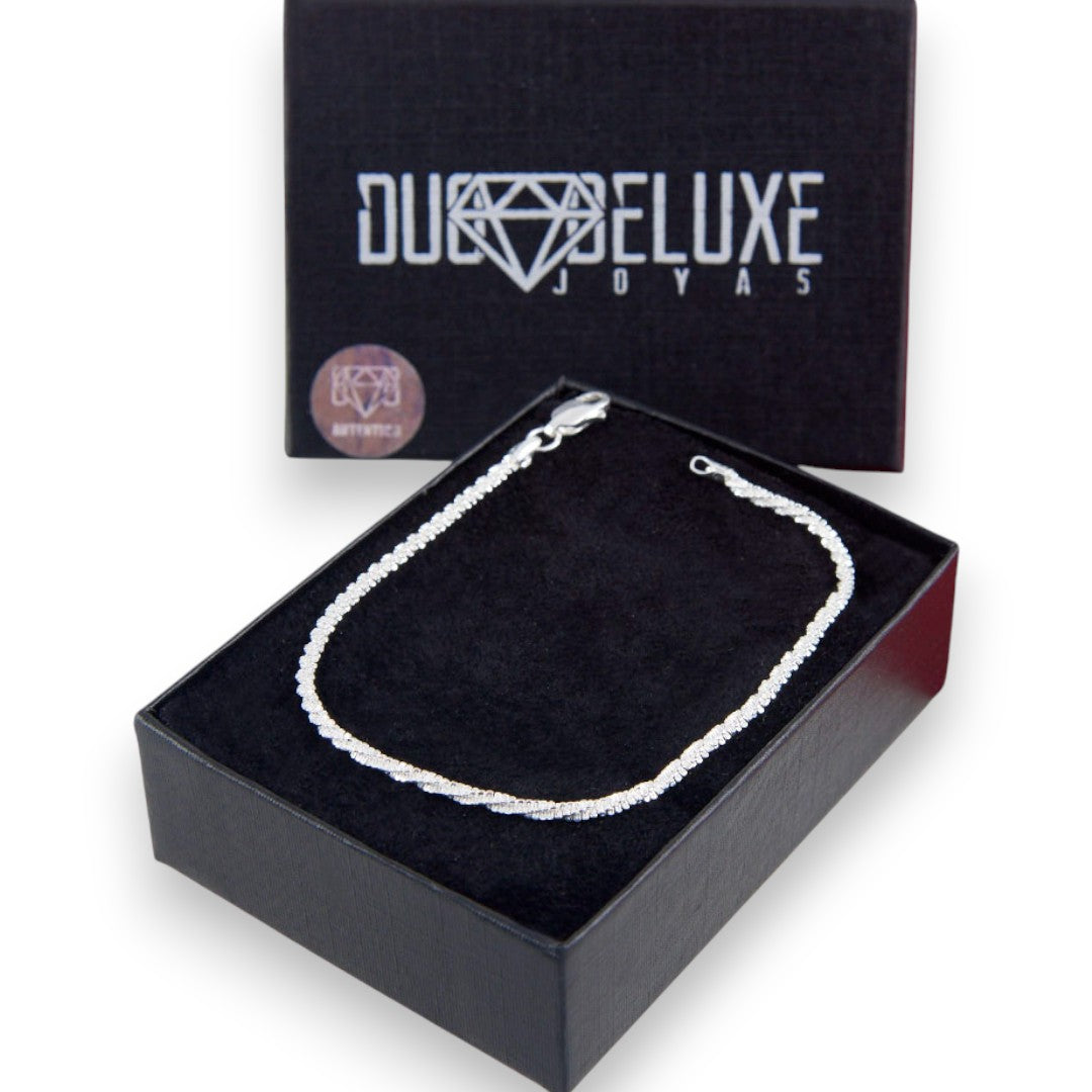 Mujer | Pulso Pulsera Tejido Espuma 2 mm, Esclava Para Mujer De Plata Autentica Ley .925, DUO DELUXE JOYAS