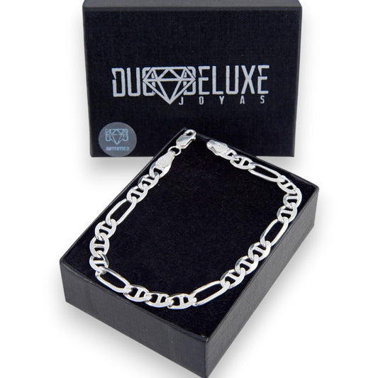 Unisex | Pulso Pulsera Tejido Figaruchi Lisa 6 mm, Esclava Para Hombre Y Mujer De Plata Autentica Ley .925, DUO DELUXE JOYAS