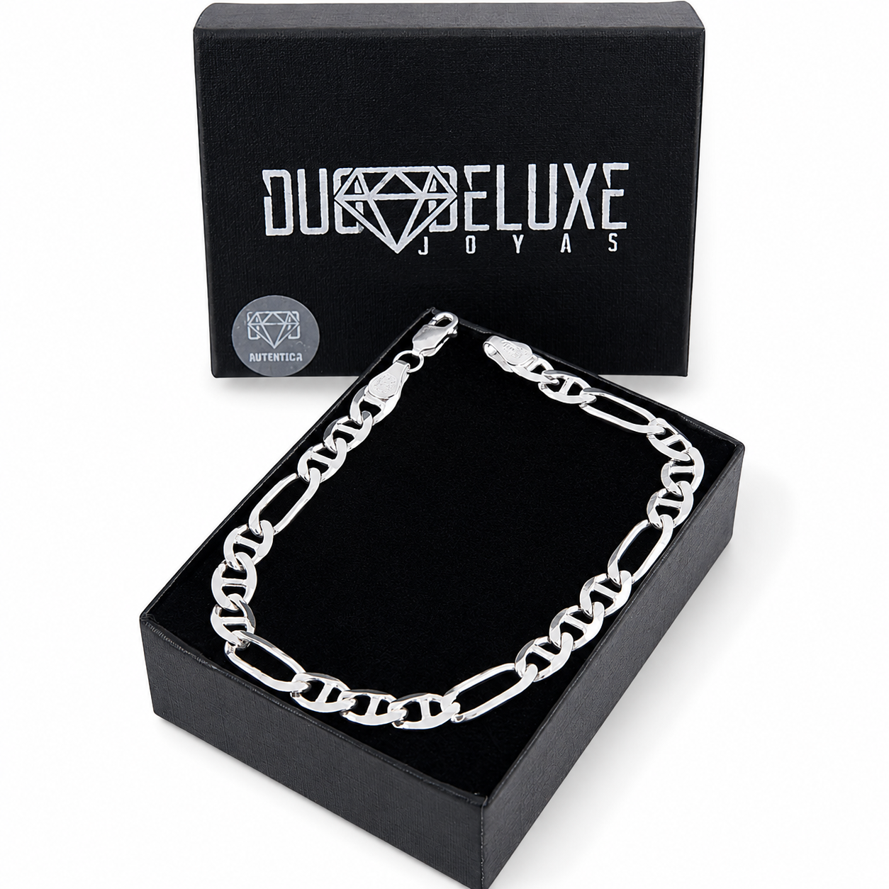 Unisex | Pulso Pulsera Tejido Figaruchi Lisa 6 mm, Esclava Para Hombre Y Mujer De Plata Autentica Ley .925, DUO DELUXE JOYAS