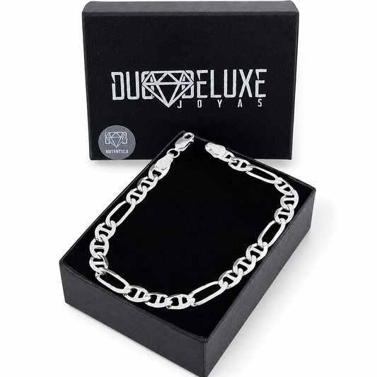 Unisex | Pulso Pulsera Tejido Figaruchi Lisa 6 mm, Esclava Para Hombre Y Mujer De Plata Autentica Ley .925, DUO DELUXE JOYAS