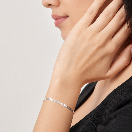 Mujer | Pulso Pulsera Tejido Espejo Lisa 3 mm, Esclava Para Mujer De Plata Autentica Ley .925, DUO DELUXE JOYAS