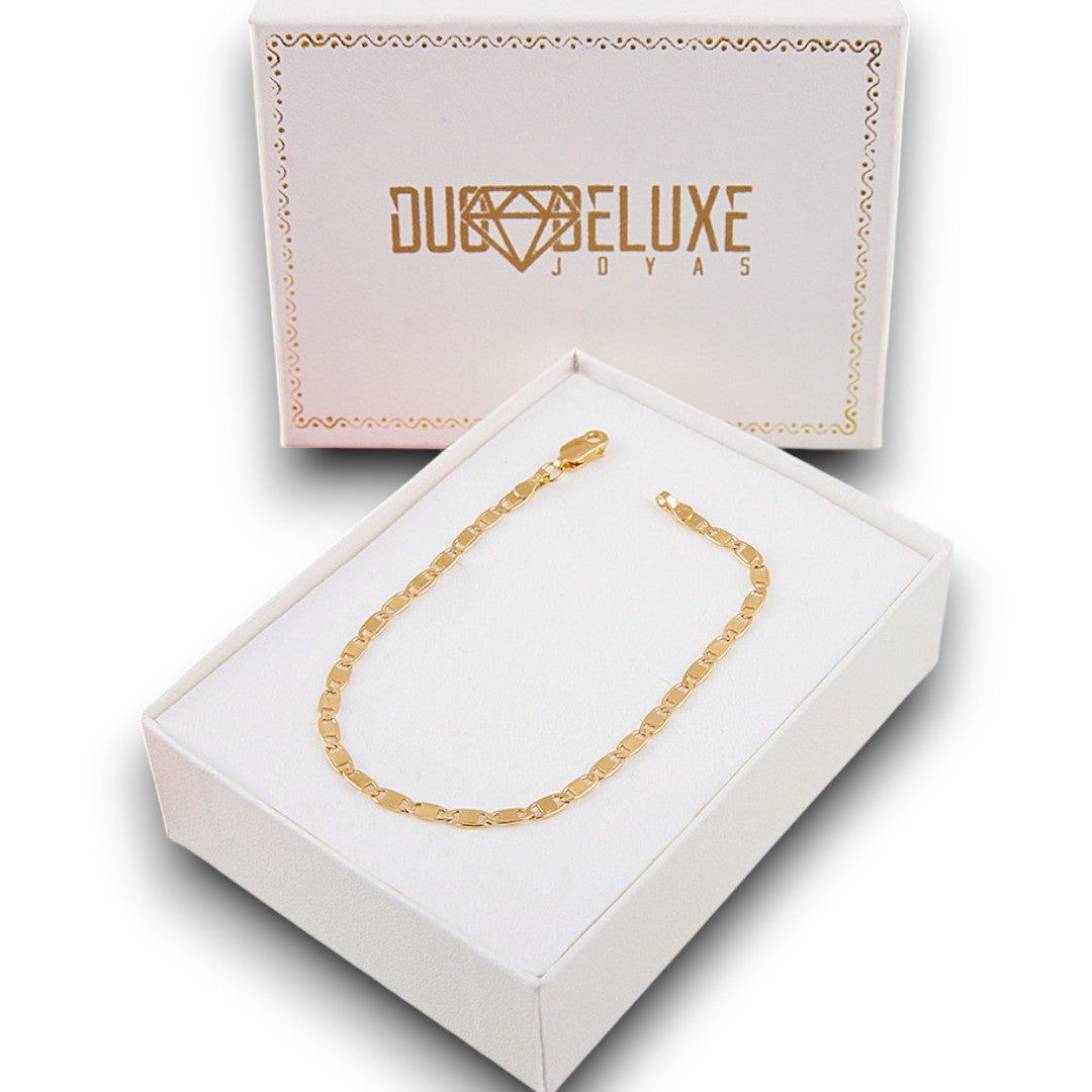 Mujer | Pulso Pulsera Tejido Guchi Espejo Lisa 2 mm, Esclava Para Mujer De Plata Autentica Ley .925 Con Baño De Oro Italiano De 24k, DUO DELUXE JOYAS