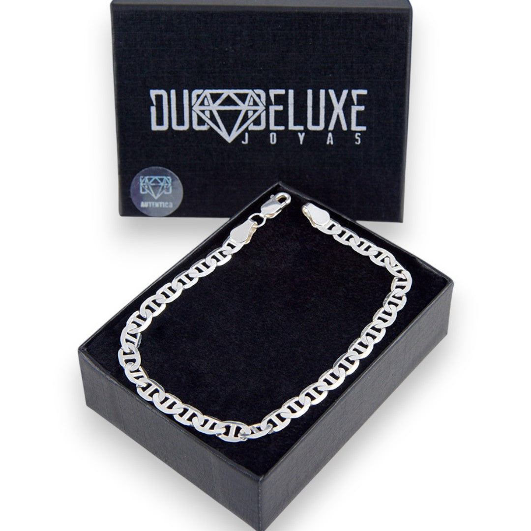 Unisex | Pulso Pulsera Tejido Guchi Anilla Lisa 5 mm, Esclava Para Hombre Y Mujer De Plata Autentica Ley .925, DUO DELUXE JOYAS