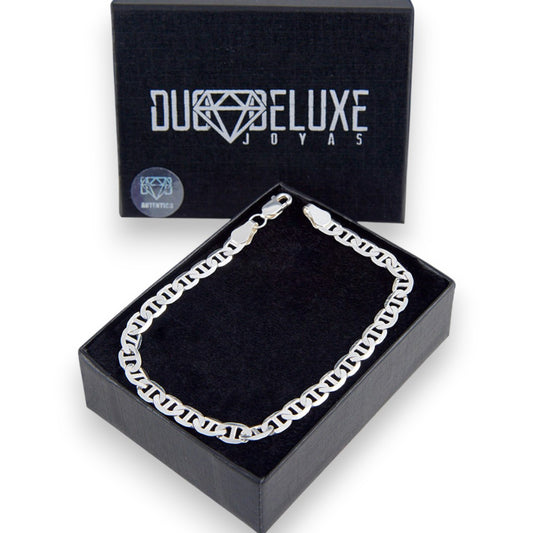 Unisex | Pulso Pulsera Tejido Guchi Anilla Lisa 5 mm, Esclava Para Hombre Y Mujer De Plata Autentica Ley .925, DUO DELUXE JOYAS