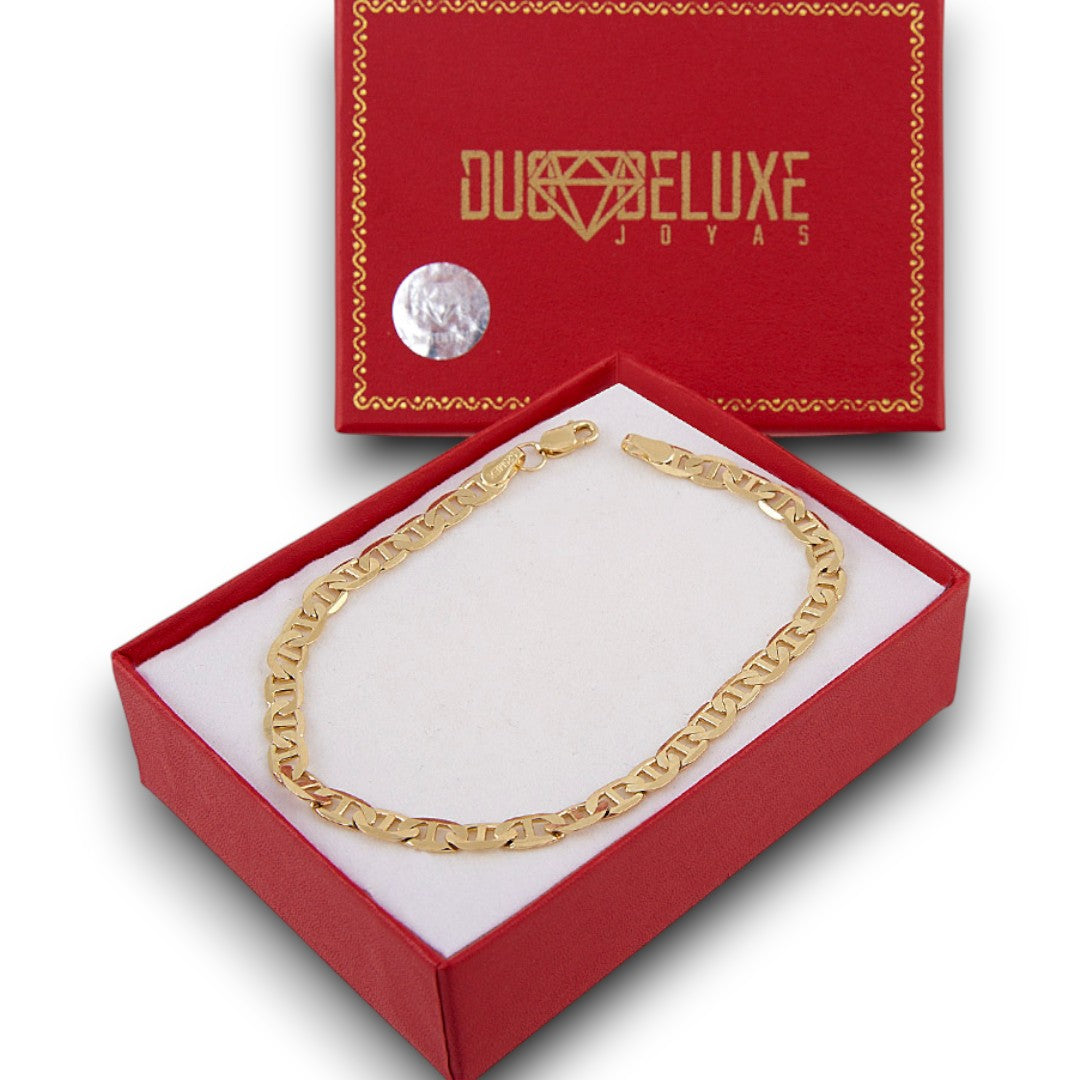 Unisex | Pulso Pulsera Tejido Guchi Anilla Lisa 5 mm, Esclava Para Hombre Y Mujer De Plata Autentica Ley .925 Con Baño De Oro Italiano 24k, DUO DELUXE JOYAS